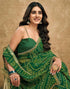 Vasthrlay Georgette Bandhani Dark Green Saree With Unstitched Blouse Piece