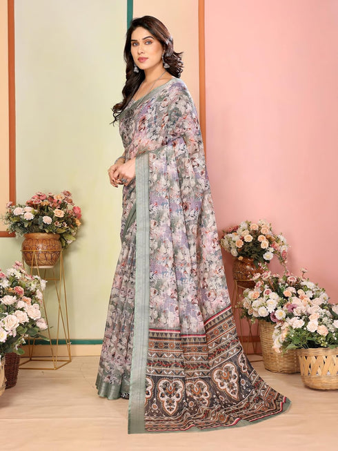 VasthrlayDigital Printed Unstitched Brown Free Ethnic Wear