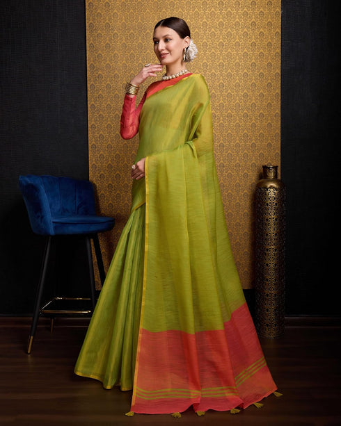 Vasthrlay Women's Cotton Length Unstitched Saree