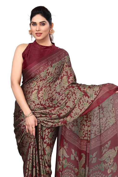 Vasthrlay Fashion Georgette Kalmkari Mehandi Ethnic Wear
