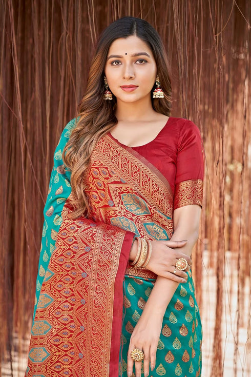 Vasthrlay Banarasi Premium Red Ethnic Wear