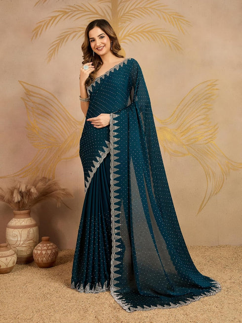 Vasthrlay Siroski Unstitched Morpeach Ethnic Wear