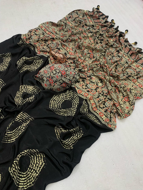 Vasthrlay Printed Ajrakh Floral