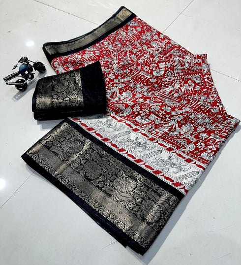 Vasthrlay Kalamkari Digital Piece Navy