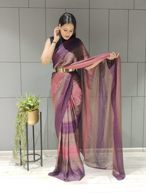 Vasthrlay Pink Georgette Unstitched Saree