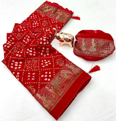Vasthrlay Bandhani Georgette Kalamkari