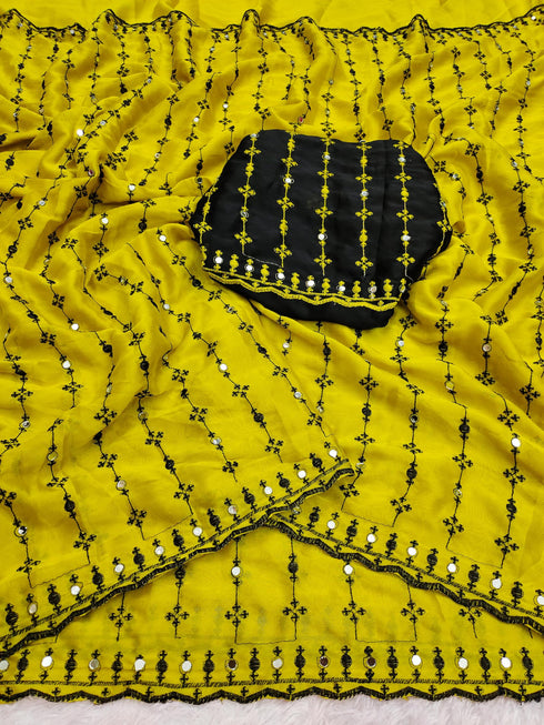 Vasthrlay Embroidery Unstitched Saree