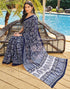 Vasthrlay Chanderi Bandhani Dark Blue Saree With Unstitched Blouse Piece