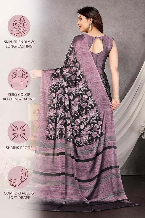 Vasthrlay Fashion Chiffon Printed Navy Ethnic Wear