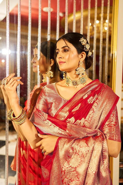 Vasthrlay Women's Organza Designer Unstitched Saree
