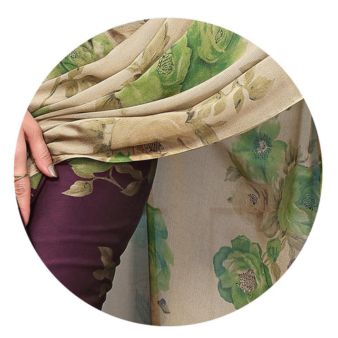 Vasthrlay Fashion Chiffon Printed Grey Ethnic Wear