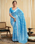 Vasthrlay Womens Banarasi Jacquard Sky Blue Saree