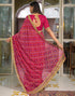 Vasthrlay Bandhani Embroidery Unstitched Dusty Pink Saree