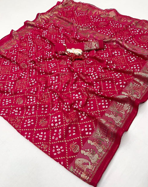 Vasthrlay Bandhani Georgette Kalamkari