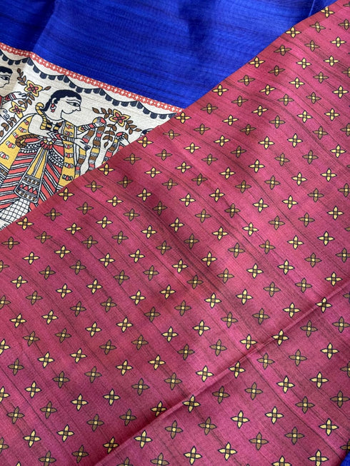 Vasthrlay Tussar Ghicha Traditional Kalamkari Madhubani