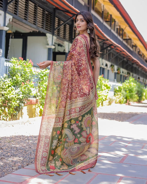 Vasthrlay Handloom Cotton Tassels Saree