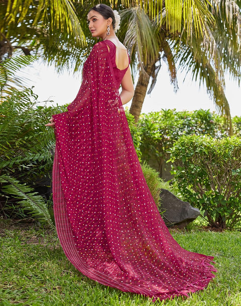 Vasthrlay Bandhani Printed Unstitched Yellow Saree