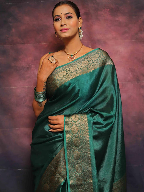 Vsathrlay Saree Kanjivaram Silk Pari Navy