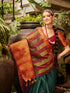 Vasthrlay Bottle Green Saree