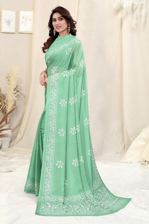 Vasthrlay Fashion Chiffon Printed Parrot Ethnic Wear