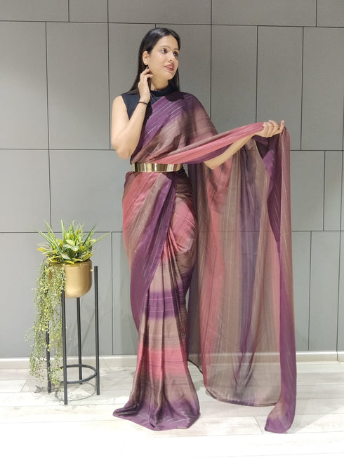 Vasthrlay Pink Georgette Unstitched Saree