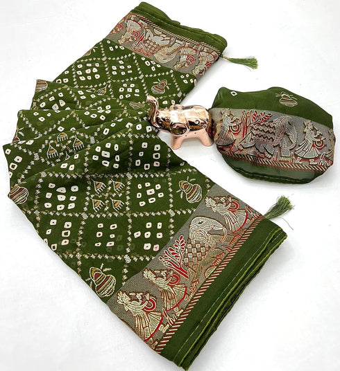 Vasthrlay Bandhani Georgette Kalamkari