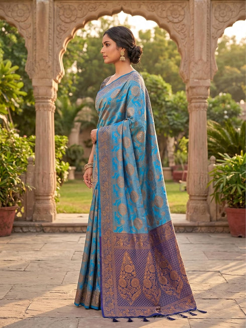 Vasthrlay Jacquard Traditional Unstitch Purpleorange Ethnic Wear