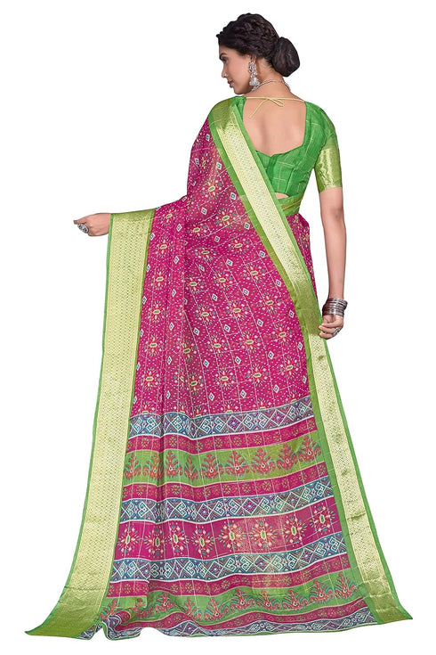 Vasthrlay Organza Bandhani Green Ethnic Wear