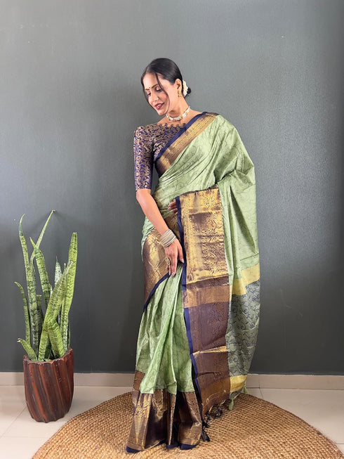 Vasthrlay Kanjivaram Blouse Traditional Pistablue