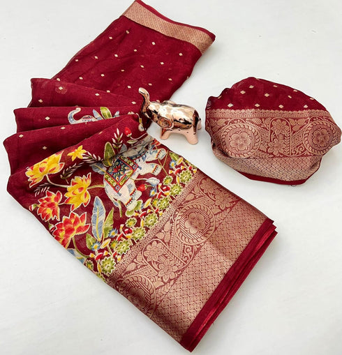 Vasthrlay Kalamkari Georgette Weaving