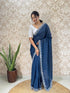 Vasthrlay Georgette Embellishments Scalloped Traditional
