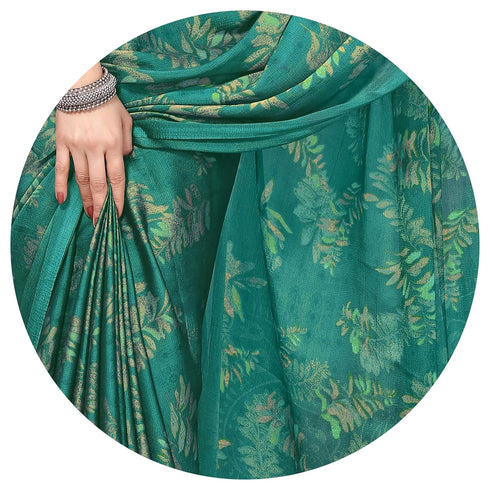 Vasthrlay Fashion Chiffon Turquoise Ethnic Wear