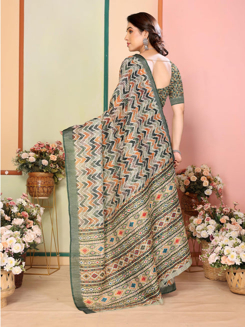 Vasthrlay Printed Unstitched Saree