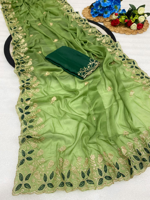 Vasthrlay Pink Embroidery Saree