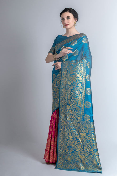 Vasthrlay Magenta Banarasi Saree