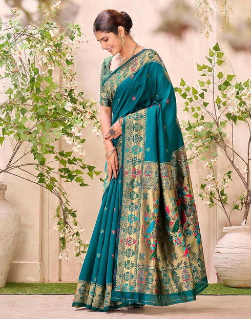 Vasthrlay Weaving Paithani Unstitched Pink Saree