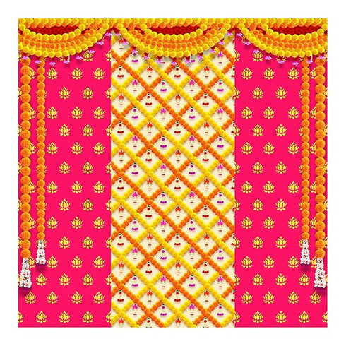 Dhara Pink Lotus Backdrop Cloth for Pooja Decoration