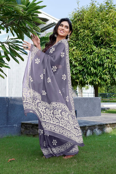 Vasthrlay Fashion Chiffon Printed Parrot Ethnic Wear