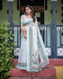 Vasthrlay Turquoise Floral Embroidered Saree