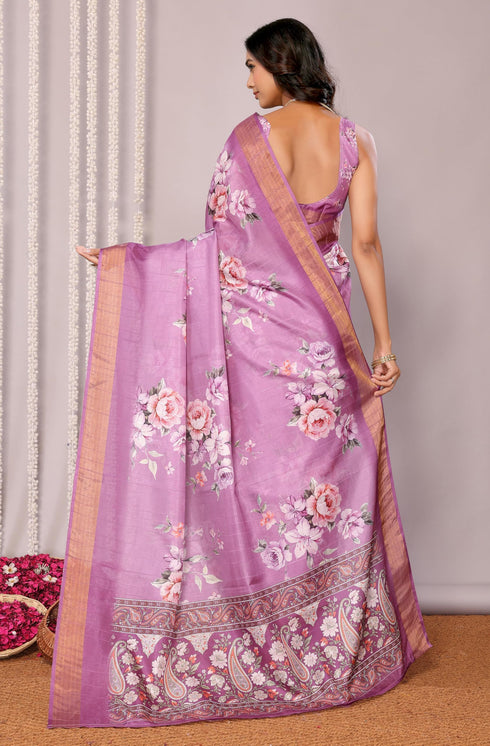 Vasthrlay Purple Printed Saree
