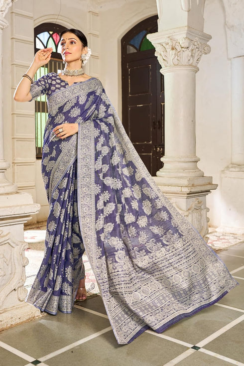 Vasthrlay Women's Lucknowi Chikankari Cotton Saree