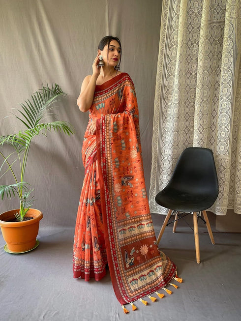 Vasthrlay Cotton Kalamkari Printed Ethnic Wear