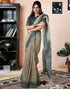 Vasthrlay Womens Printed Unstitched Dark Green Saree