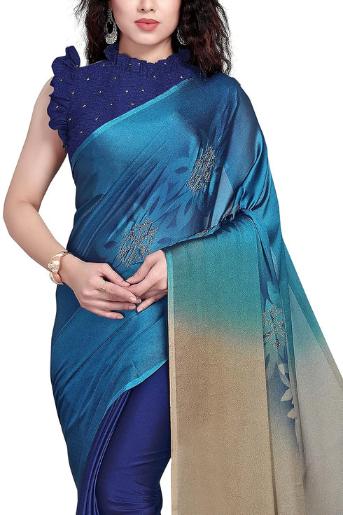 Vasthrlay Fashion Chiffon Printed Grey Ethnic Wear