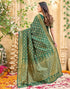 Vasthrlay Womens Weaving Unstitched Dark Green Saree