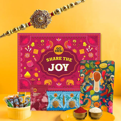 Go Desi Rakhi Gift Box – 11 Items | Rakhi Gift for Brother