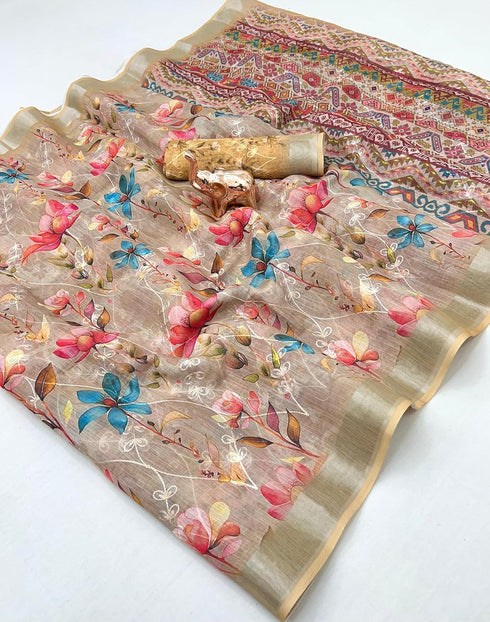 Vasthrlay Tussar Handloom Printed