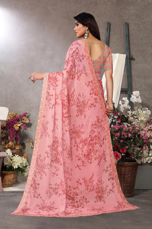 Vasthrlay Fashion Chiffon Printed Grey Ethnic Wear