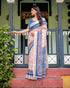 Vasthrlay Turquoise Floral Embroidered Saree