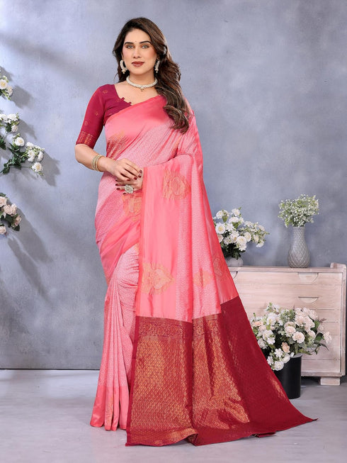 VasthrlaySilk Unstitched Pink Dark Free Ethnic Wear